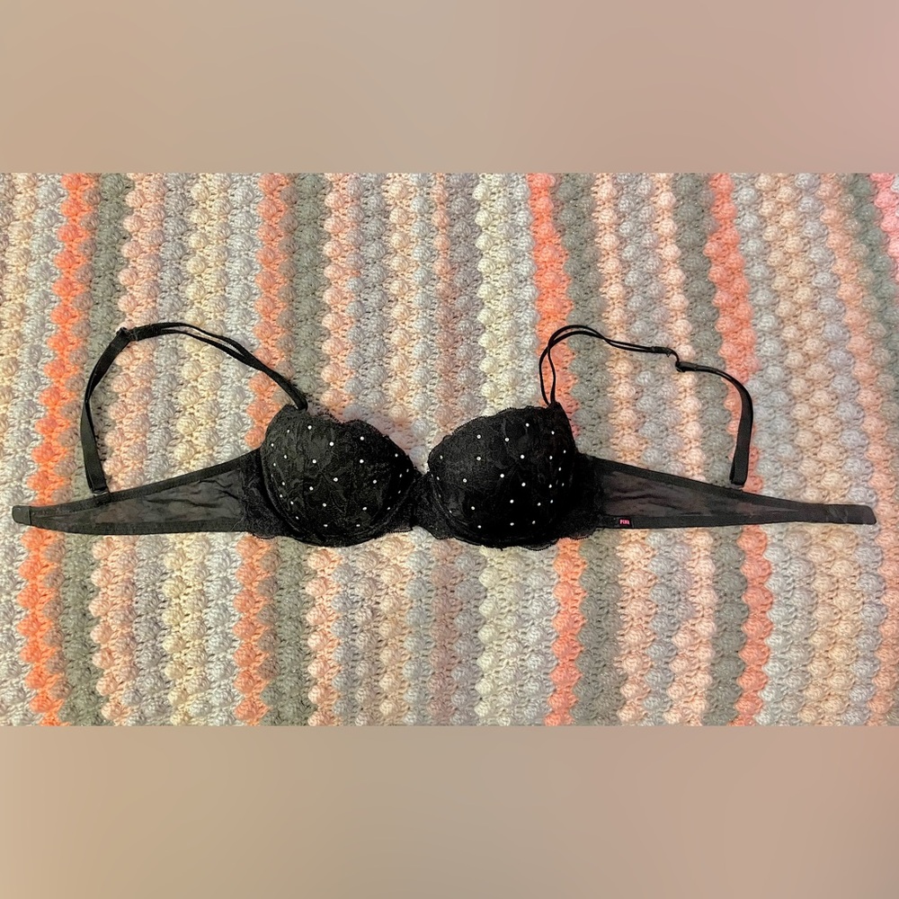 PINK rhinestone push-up bra